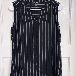 Nine West Sleeveless Black and White Striped Blouse